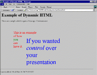 Example of controlled text presentation